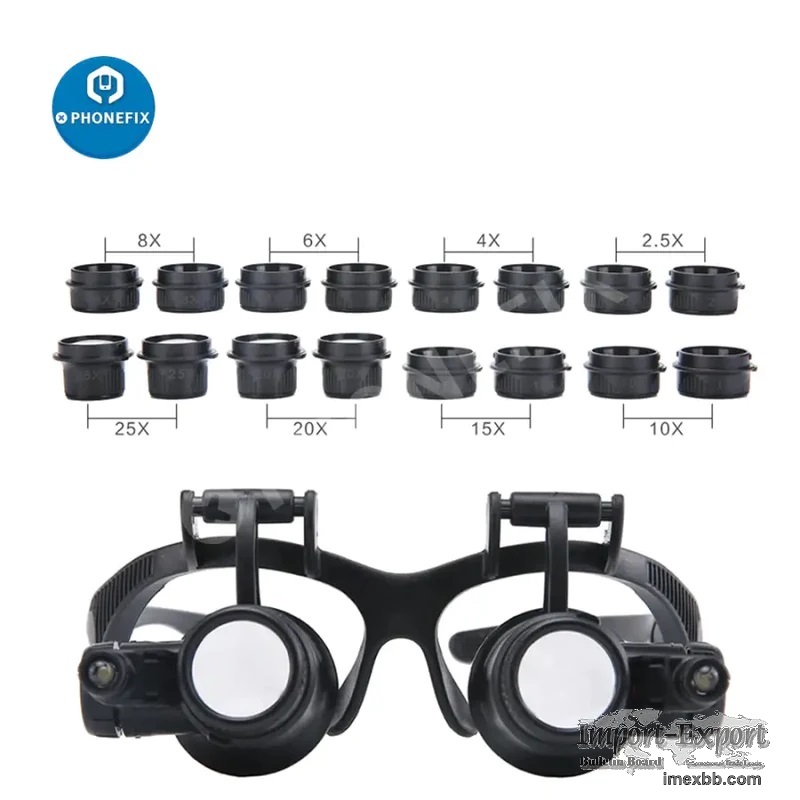 2.5X-25X Multi-Power Double LED Magnifier Eye Glasses For Watch Repair
