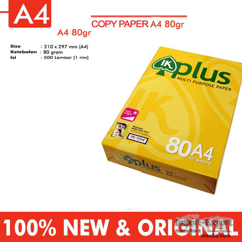 IK plus copy paper A4 80,75,70 gsm wholesale