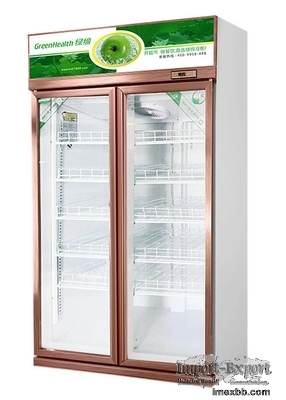 Luxury Style Upright Fridge Commercial Display Cooler Champagne