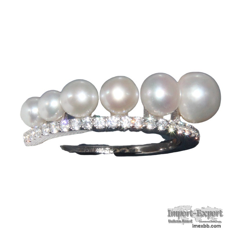 S925 Sterling Silver Ring Women's Pearl Ring