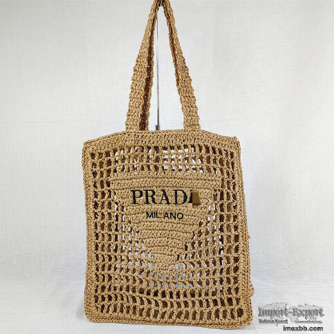 Large-capacity paper rope shoulder bag hollow letter holiday women's woven 