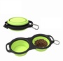 2 in 1 silicone pet bowl portable foldable double dog bowl