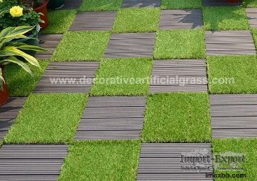 Synthetic Backing Interlocking Decorative Artificial Grass Turf OEM ODM