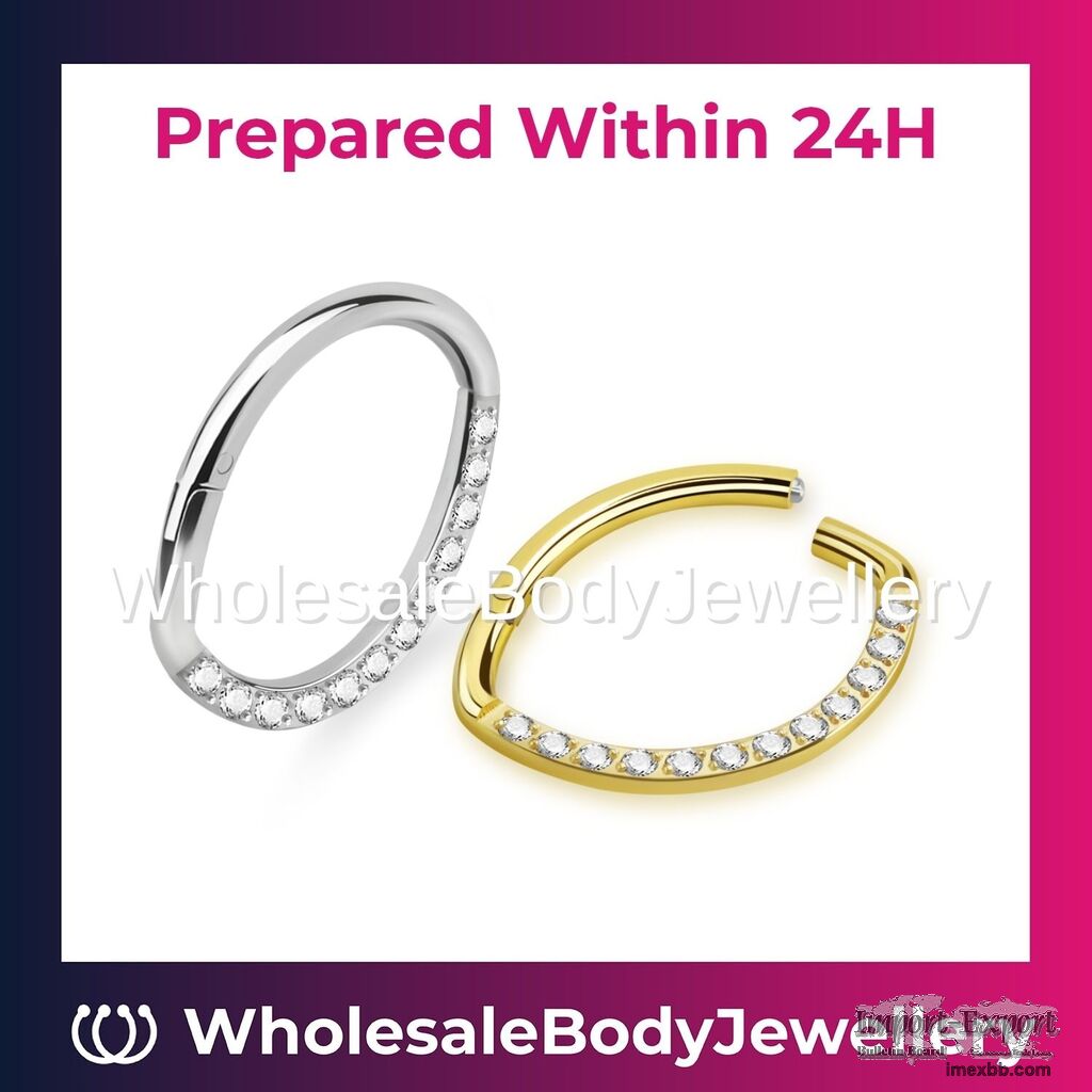 Wholesale PVD Plated Hinged Segment Rings with CZ Stones