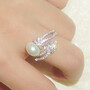S925 Sterling Silver Ring Women's Diamond Pearl Knot Ring