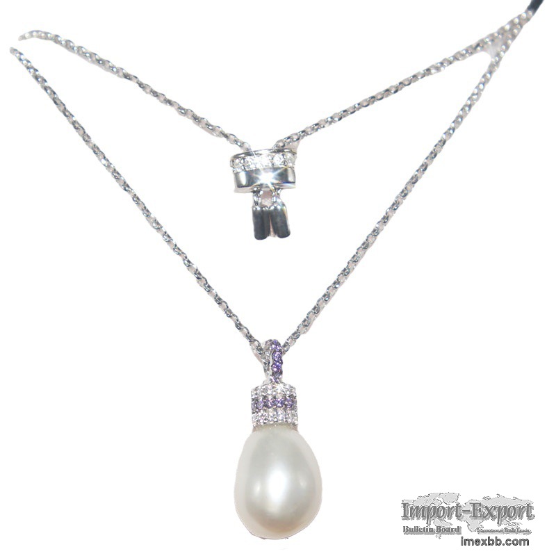 S925 sterling silver necklace women's pearl collarbone chain