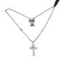 S925 sterling silver necklace diamond pearl cross clavicle chain