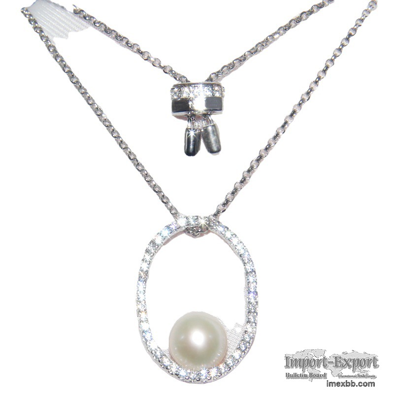 S925 Sterling Silver Necklace Women's Pearl Collar Chain