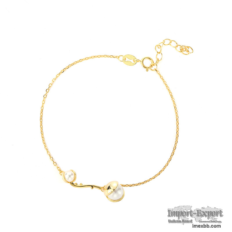 S925 sterling silver European style pearl bracelet