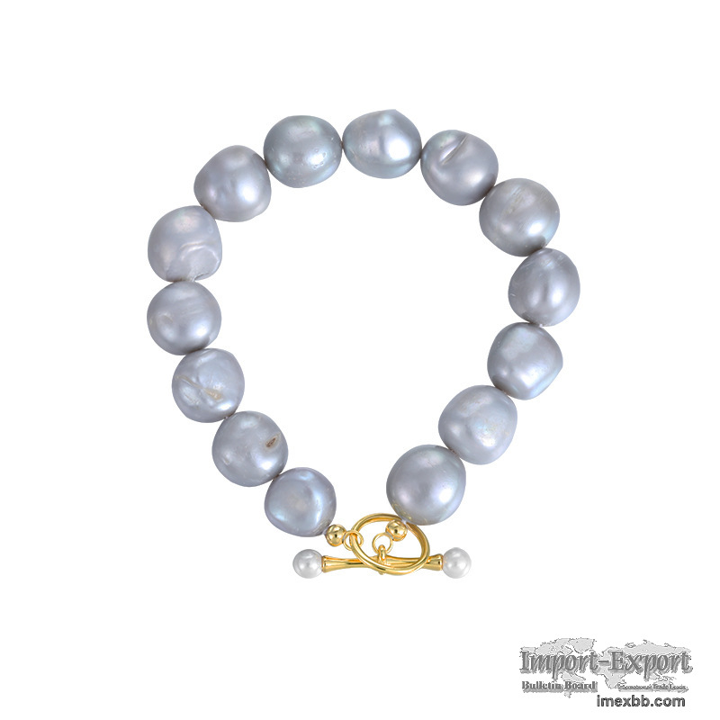 S925 sterling silver special-shaped pearl beaded bracelet