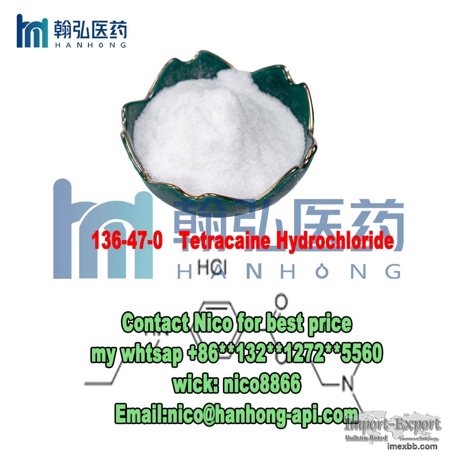 Tetracaine hydrochloride 99% purity powder CAS 136-47-0 hanhong