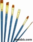Wooden Handle Golden Synthetic Paint Brush Sets , Interlocked Fine Bristle 