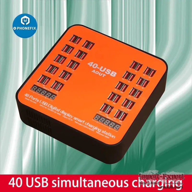 Multiport USB Hub Charging Station with Dual Digital Display