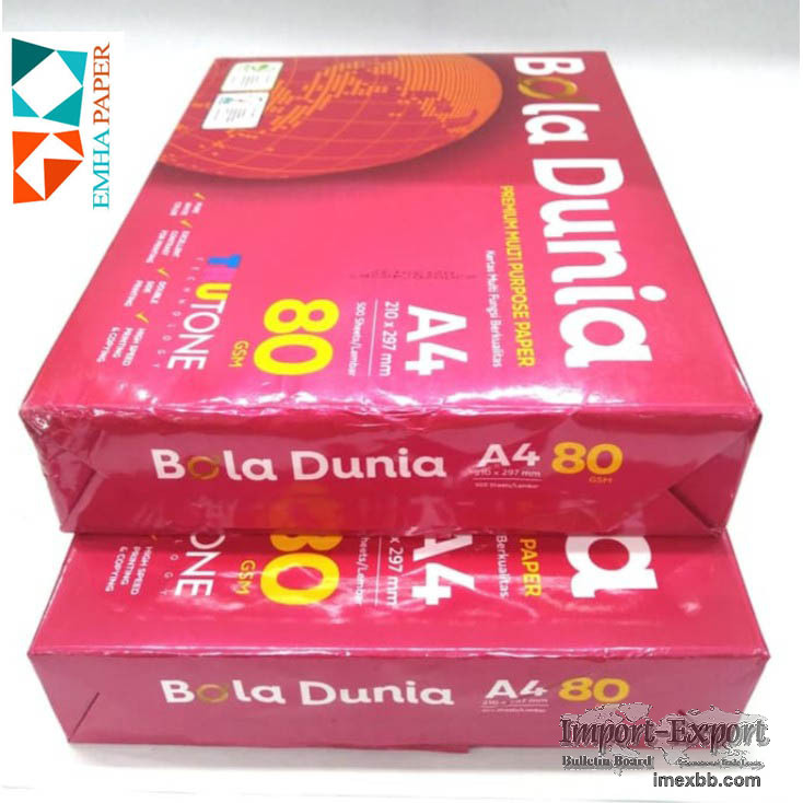 Wholesale copy papers A4 80 gsm bola dunia $ 0.40