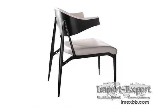590*607mm Hotel Restaurant Furniture ODM Black And White Leather Dining Cha