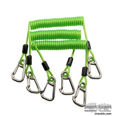 304 Stainless Steel Coiled Cable Tool Lanyard Clear Green Color Bearing 30K