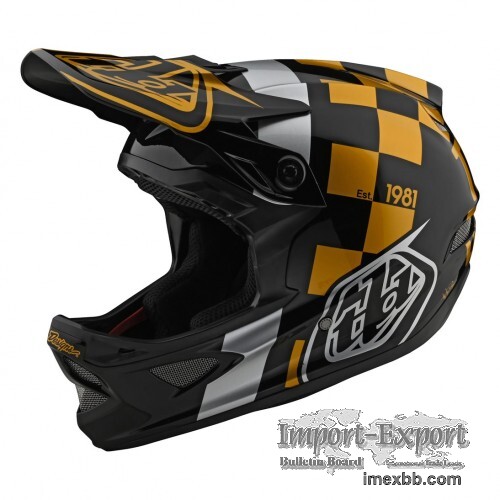 Troy Lee Designs D3 Fiberlite Full Face Helmet Race Shop Black / Gold 