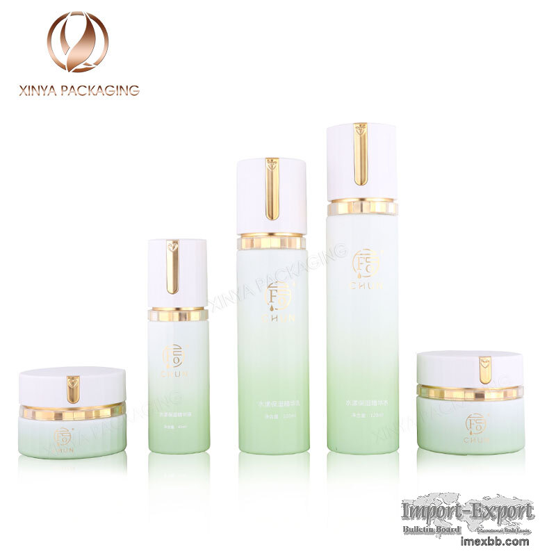 cosmetic packaging glass bottle set skincare beauty makeup cream jar 