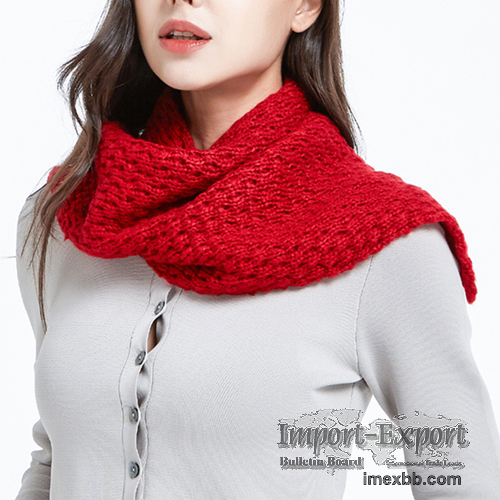 Winter Thick Woolen Solid Knitted Scarf Basic Knitted Neck for Women