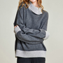 Winter Polo Neck Sweater Color Matching Design Women's Button Free Thick Sw