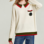 Women's Autumn Academy Style Contrast Polo Neck Knitted Sweater Women's Pul