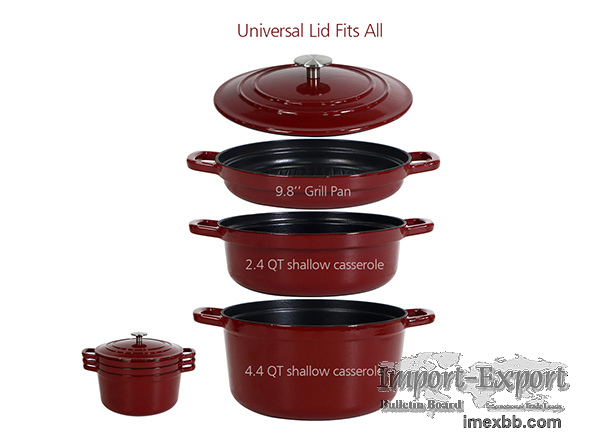 4-Piece Enameled Cast Iron Stackable Cookware Set
