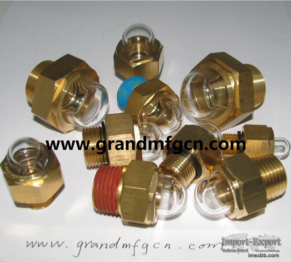 3D Domed head Brass Oil sight gauge glass window plug  NPT Thread