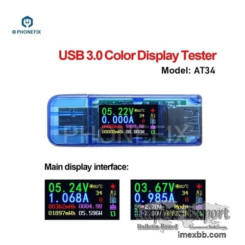 AT34 USB LCD Display Voltage Current Meter Tester Power Bank Detector
