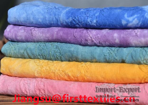 Pure linen tie-dyed embroidery fabric