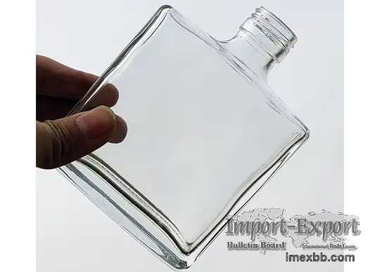 150ml Rectangular Extra White Flint Short Neck Rum Bottle