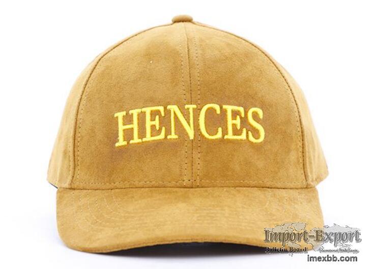 Womens Gold Faux Suede Hat Custom Suede Baseball Caps For Sale