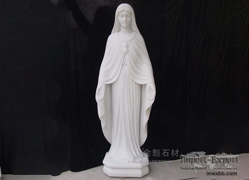 Statue of the Virgin Mary Life Size White Sculpture Marble