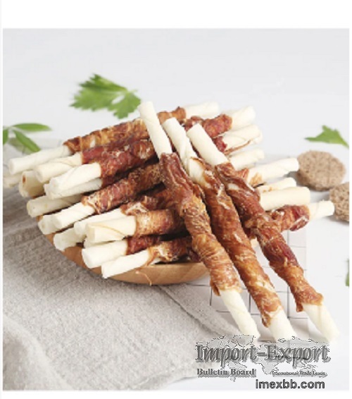 Chicken Wrapped Cowhide Chew Stick for Dog