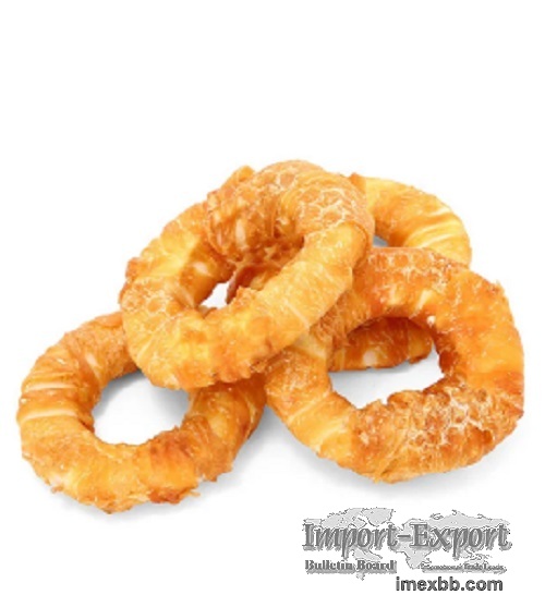 Chicken Wrapped Cowhide Donuts Chews Snack for Dog