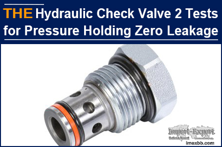 AAK Hydraulic Check Valve 2 Tests for Pressure Holding Zero Leakage
