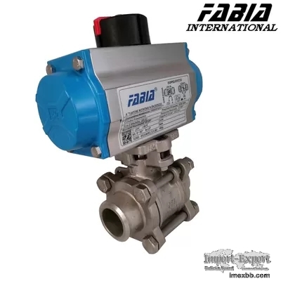 FABIA Pneumatic 3 Piece Butt Welding Ball Valve With Thrust Bearing