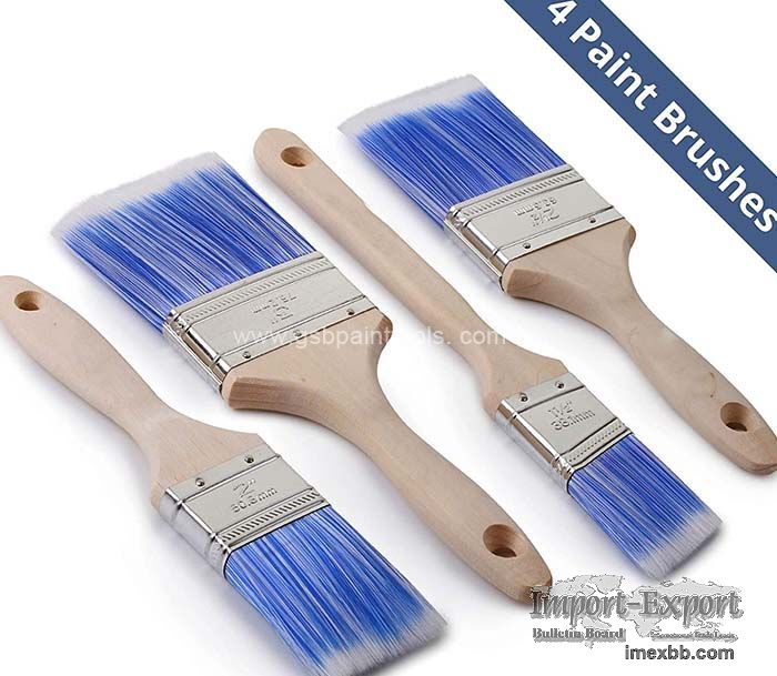 Synthetic fiber brush with wood handle