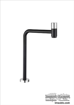 SUS304 Basin Tap Mixer Bibcock High Long Spout Single Deck Mounted Matt Bla