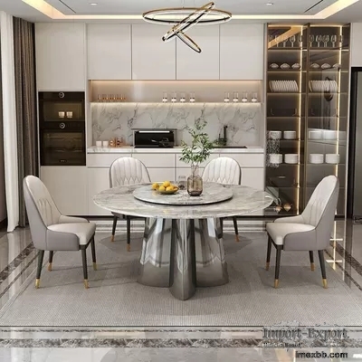 1.3/1.5M Dining Room Furnitures Marble Style Dining Table With Stainless St