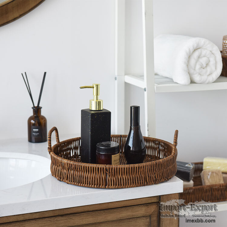 Handmade Round Woven Tray With Handle