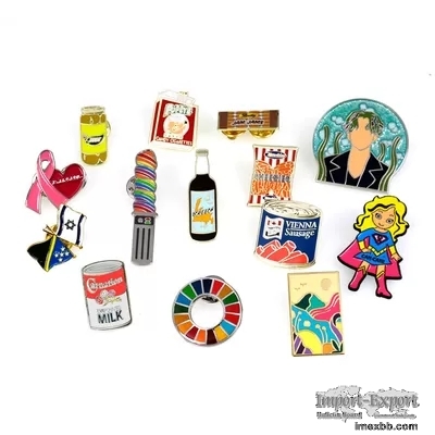 Lovely Fill In Color Metal Lapel Pins Custom Logo Western Brooches Cartoon 