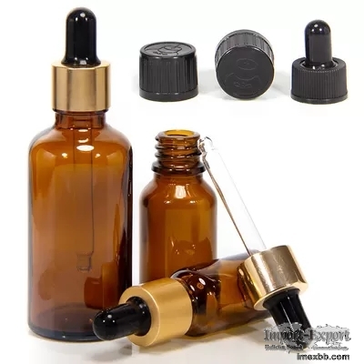 Round Amber 30ml 4oz Glass Dropper Bottles For Essential Oil