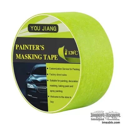 High Temperature 120 Degree Painters Masking Tape Waterproof Green Crepe Pa