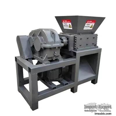 Low Noise Double Shaft Shredder Machine With Big Feeding Hopper / Sharp Edg