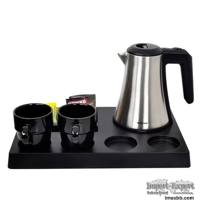 0.8L Stainless Steel Electric Kettle With Coffee Wooden Tray Set