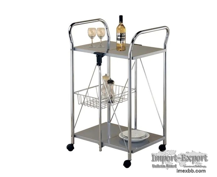 Handle Frame Two Tier Foldable Trolley