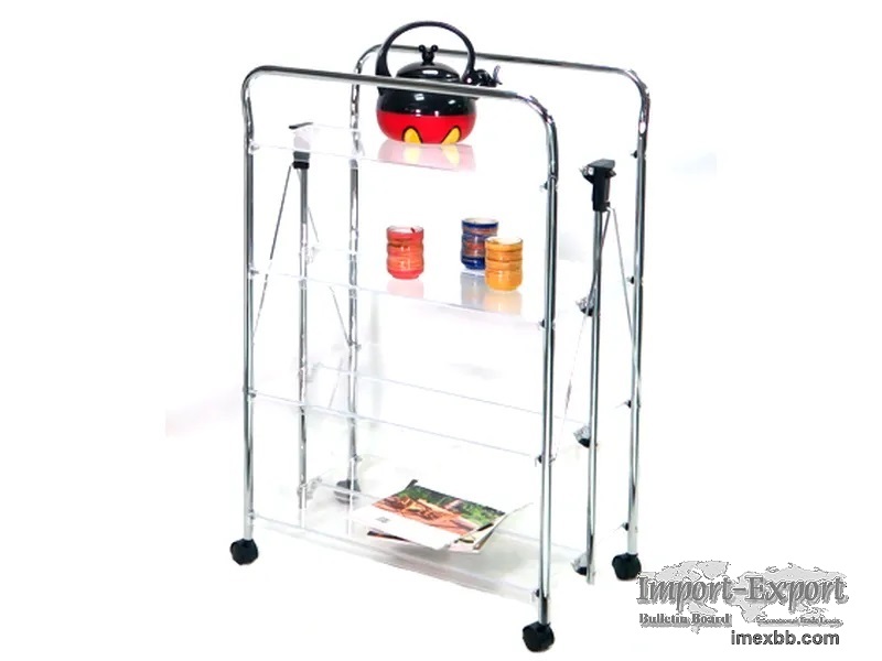 Acrylic Board Four Tier Foldable Trolley