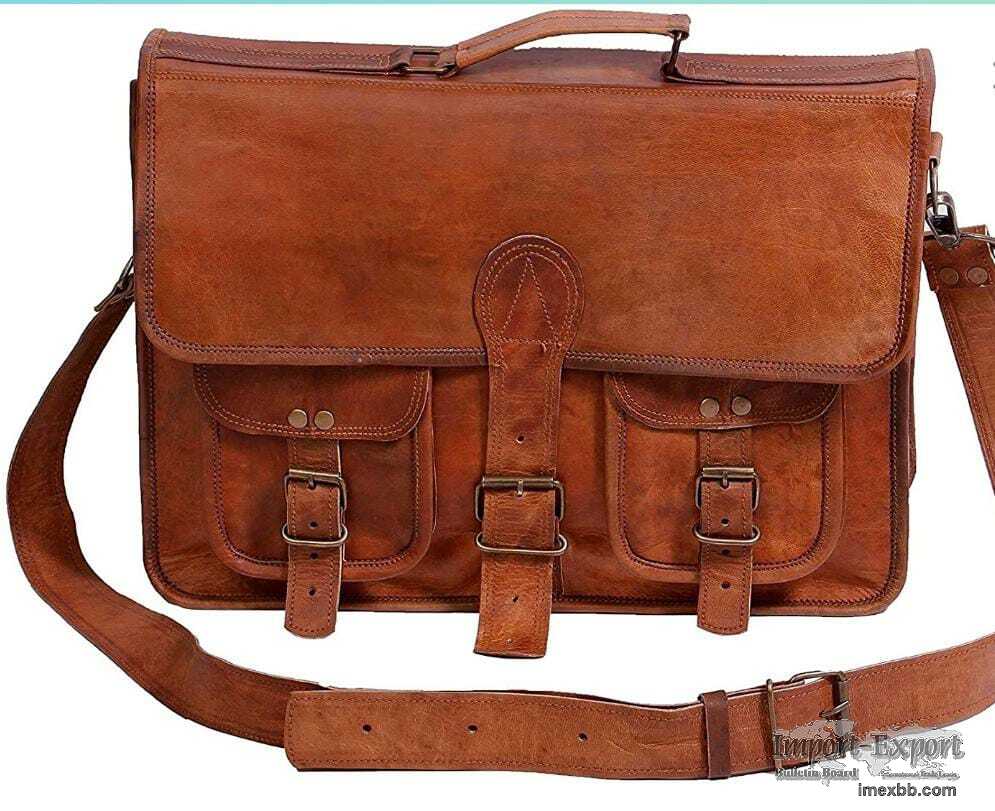 " Handmade Leather Messenger Laptop Shoulder Satchel  Bag  "