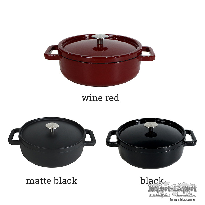 Durable Cookware Round Enameled Cast Iron Braiser Pan with Self Basting Lid