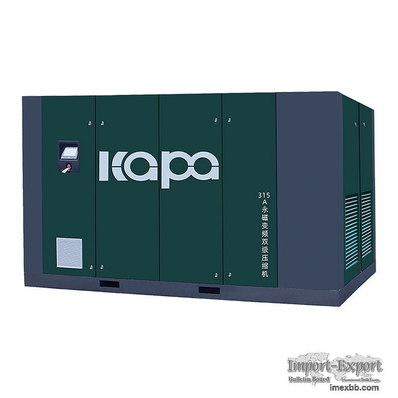 Double-stage compression permanent magnet variable frequency screw compress